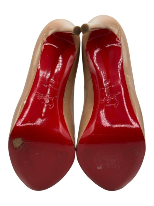 Christian Louboutin Shoe Size 39 Taupe Beige Patent Leather Peep Toe Pumps Taupe Beige / 39