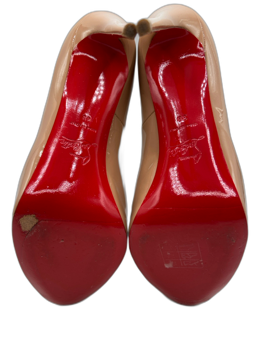 Christian Louboutin Shoe Size 39 Taupe Beige Patent Leather Peep Toe Pumps Taupe Beige / 39