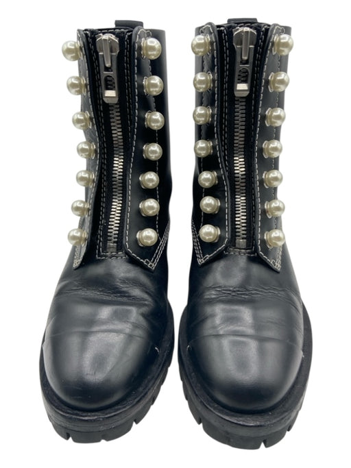 3.1 Phillip Lim Shoe Size 37 Black & White Leather Pearl Detail Zip Front Boots Black & White / 37