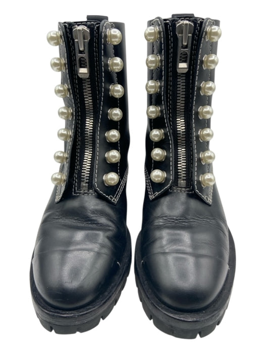 3.1 Phillip Lim Shoe Size 37 Black & White Leather Pearl Detail Zip Front Boots Black & White / 37