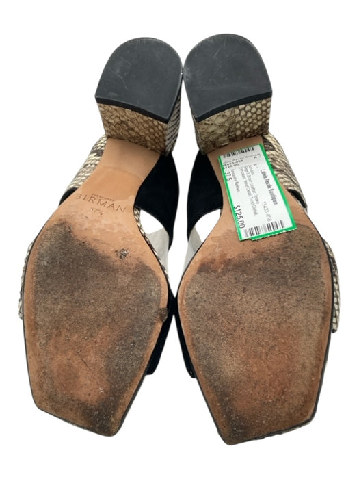 Alexandre Birman Shoe Size 37.5 Beige & Brown Leather Snake Embossed Sandals Beige & Brown / 37.5