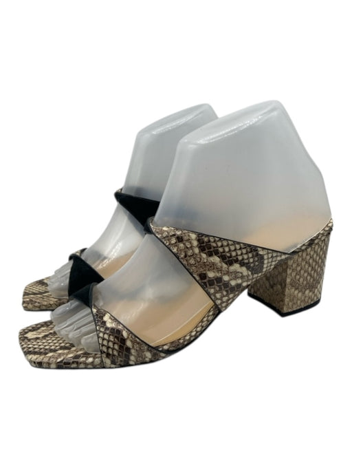 Alexandre Birman Shoe Size 37.5 Beige & Brown Leather Snake Embossed Sandals Beige & Brown / 37.5