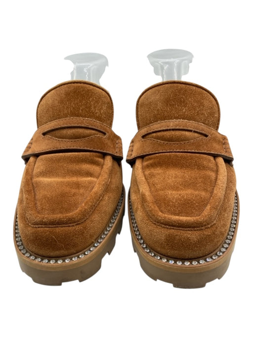 Jimmy Choo Shoe Size 37.5 Brown & Cream Suede & Shearling Slip On Mules Loafers Brown & Cream / 37.5