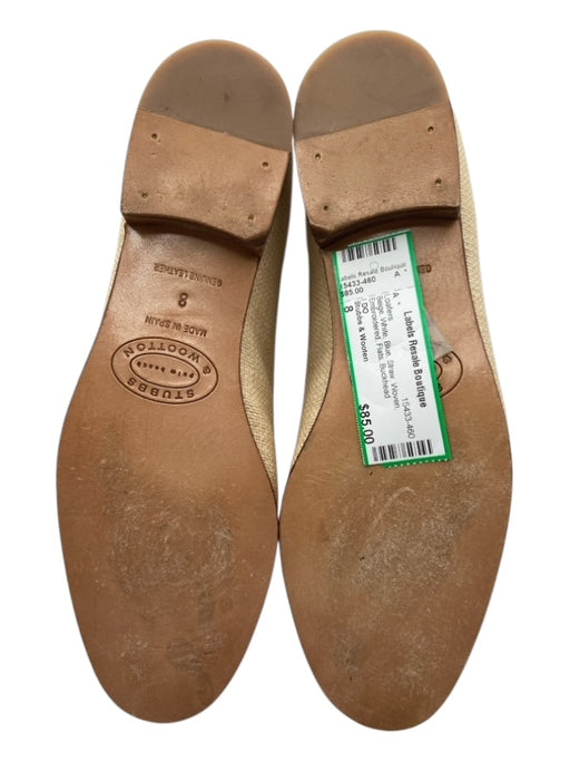 Stubbs & Wooten Shoe Size 8 Beige, White, Blue Straw Woven Embroidered Loafers Beige, White, Blue / 8