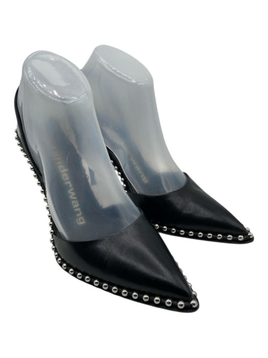 Alexander Wang Shoe Size 37.5 Black leather sole Studs Pointed Toe D'orsay Pumps Black / 37.5