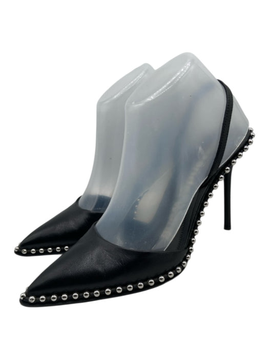 Alexander Wang Shoe Size 37.5 Black leather sole Studs Pointed Toe D'orsay Pumps Black / 37.5
