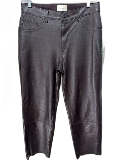 DL1961 Size 28 Chocolate Brown Leather High Rise Straight High Rise Pants Chocolate Brown / 28