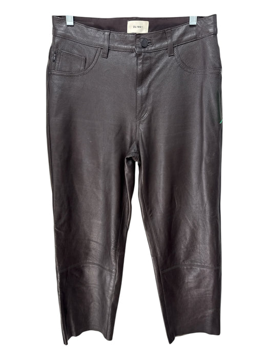 DL1961 Size 28 Chocolate Brown Leather High Rise Straight High Rise Pants Chocolate Brown / 28