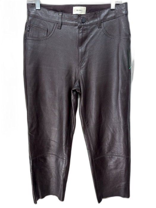 DL1961 Size 28 Chocolate Brown Leather High Rise Straight High Rise Pants Chocolate Brown / 28