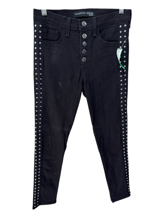 Veronica Beard Jeans Size 27 Black Cotton Denim Button Fly Jeweled Jeans Black / 27