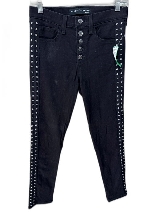 Veronica Beard Jeans Size 27 Black Cotton Denim Button Fly Jeweled Jeans Black / 27
