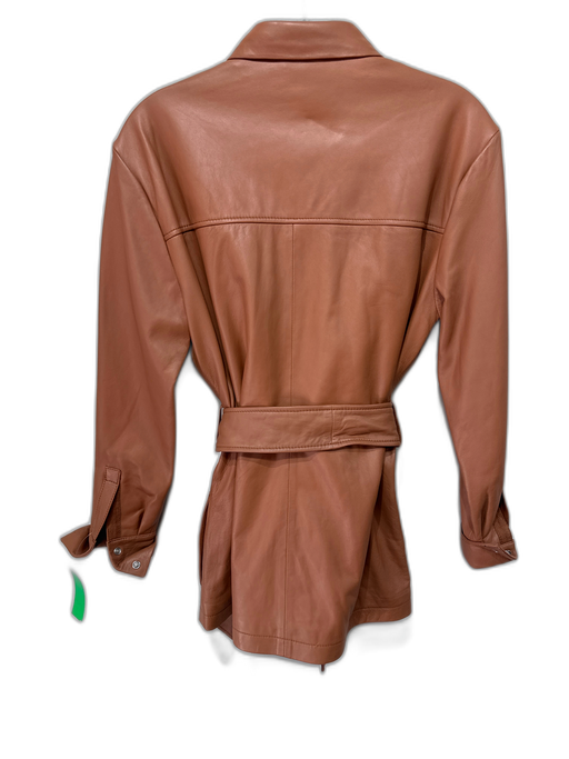 Iris & Ink Size 8 Brown Lamb leather Snaps Long Sleeve Sash Included Jacket Brown / 8