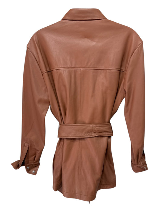 Iris & Ink Size 8 Brown Lamb leather Snaps Long Sleeve Sash Included Jacket Brown / 8