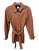 Iris & Ink Size 8 Brown Lamb leather Snaps Long Sleeve Sash Included Jacket Brown / 8