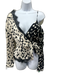 Self Portrait Size 4 Black & White Viscose Animal Print Surplice Lace Trim Top Black & White / 4
