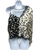 Self Portrait Size 4 Black & White Viscose Animal Print Surplice Lace Trim Top Black & White / 4