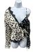 Self Portrait Size 4 Black & White Viscose Animal Print Surplice Lace Trim Top Black & White / 4