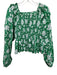 Mille Resort & Travel Size XS Green & White Cotton Long Balloon Sleeve Top Green & White / XS