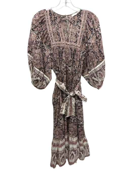 Cleobella Size S Pink, Black & Cream Cotton 3/4 Balloon Sleeve Maxi Dress Pink, Black & Cream / S