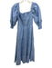 Hill House Size XS Light Blue & Silver Cotton Blend Shirred Back Dress Light Blue & Silver / XS