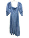 Hill House Size XS Light Blue & Silver Cotton Blend Shirred Back Dress Light Blue & Silver / XS