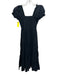 O.P.T. Size M Black Cotton Short Ruffle Sleeve Shirred Top Tiered Maxi Dress Black / M