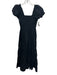 O.P.T. Size M Black Cotton Short Ruffle Sleeve Shirred Top Tiered Maxi Dress Black / M