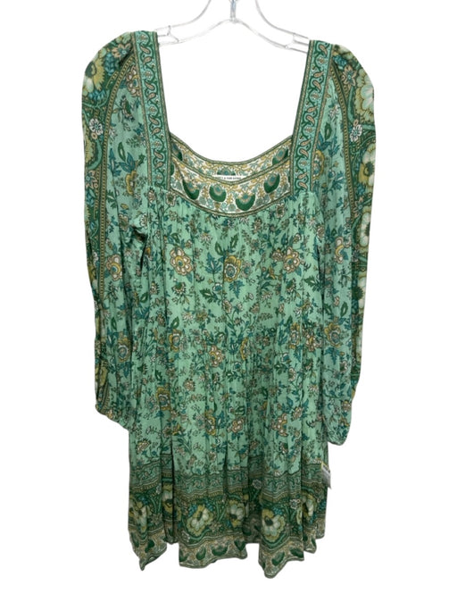 Spell & The Gypsy Size S Green & Yellow Cotton Long Sleeve Floral Dress Green & Yellow / S