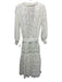 Waimari Size S White Cotton Blend Long Balloon Sleeve Lace Accents Wrap Dress White / S