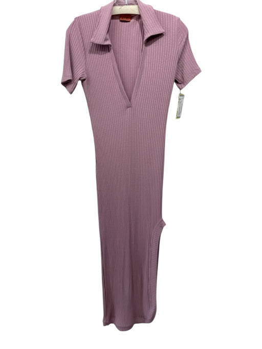 Alix NYC Size M Rose Pink Viscose Blend Short Sleeve V Neck Collar Ribbed Dress Rose Pink / M