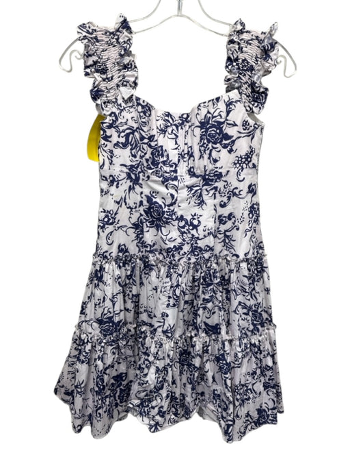 Caroline Constas Size S Navy & white Cotton Shoulder Shraps Side Zip Dress Navy & white / S