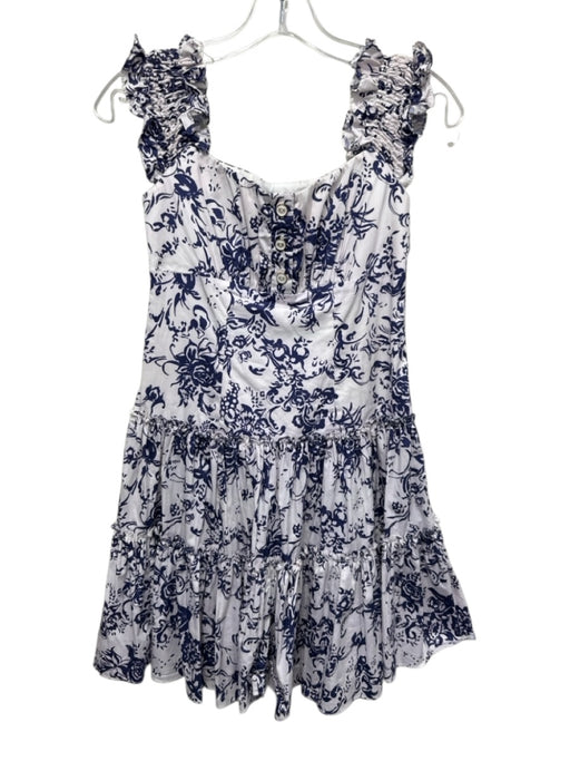 Caroline Constas Size S Navy & white Cotton Shoulder Shraps Side Zip Dress Navy & white / S