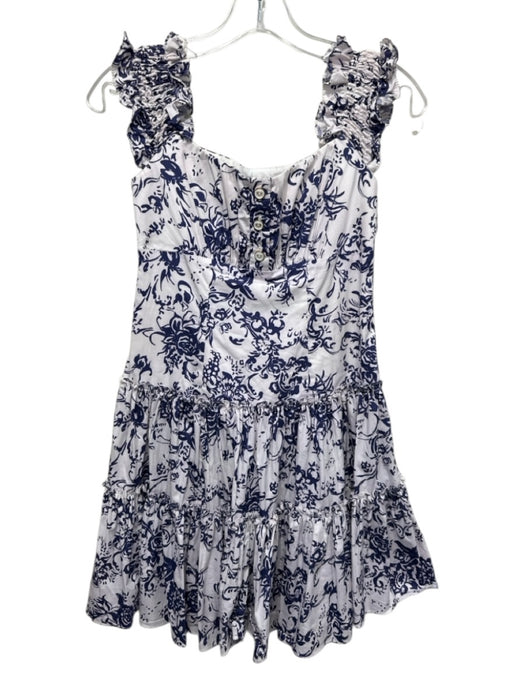Caroline Constas Size S Navy & white Cotton Shoulder Shraps Side Zip Dress Navy & white / S