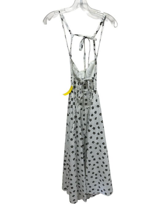 For Love & Lemons Size S White, Black & Yellow Polyester Waffled Textured Dress White, Black & Yellow / S
