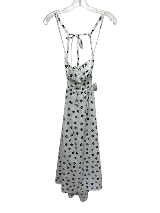 For Love & Lemons Size S White, Black & Yellow Polyester Waffled Textured Dress White, Black & Yellow / S
