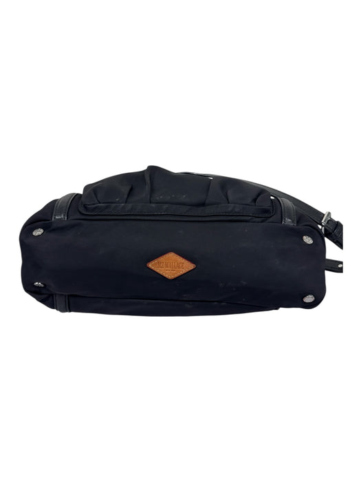 MZ Wallace Black Nylon & Leather Silver Hardware Zip Top Pleat Detail Bag Black / S