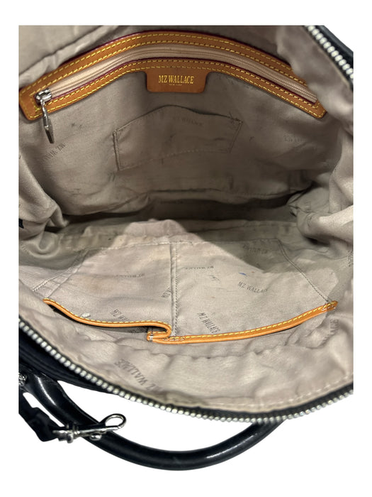 MZ Wallace Black Nylon & Leather Silver Hardware Zip Top Pleat Detail Bag Black / S