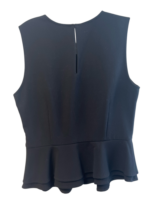 Jose Size L Black Polyester Blend Sleeveless Round Neck Ruffle Detail Top Black / L