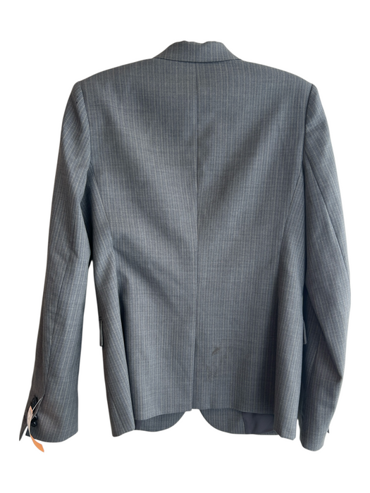 Theory Size 6 Grey Virgin Wool Long Sleeve Pin Stripe Collar Button Front Jacket Grey / 6