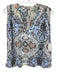 Free People Size XS Blue & Multi Polyester V Neck & Back Surplice Sleeveless Top Blue & Multi / XS