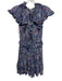 Rebecca Taylor Size S Purple, Blue, Multi Silk Long Sleeve V Neck & Back Dress Purple, Blue, Multi / S