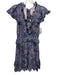 Rebecca Taylor Size S Purple, Blue, Multi Silk Long Sleeve V Neck & Back Dress Purple, Blue, Multi / S
