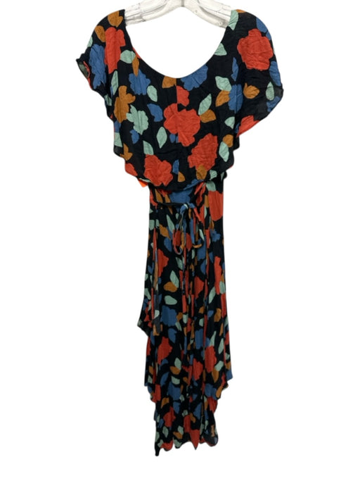 Free People Size M Black & Multi Wrap Color Block Maxi Dress Black & Multi / M