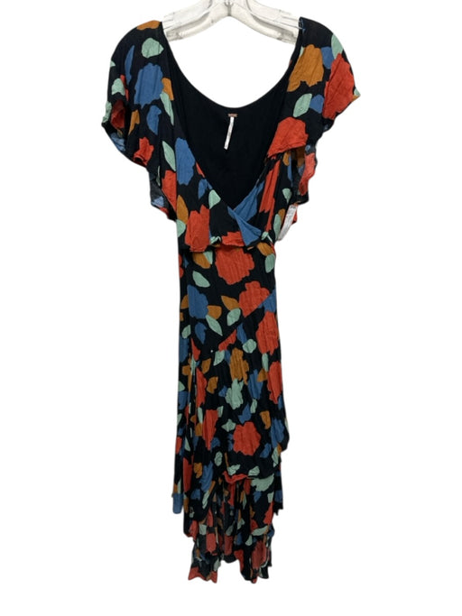Free People Size M Black & Multi Wrap Color Block Maxi Dress Black & Multi / M