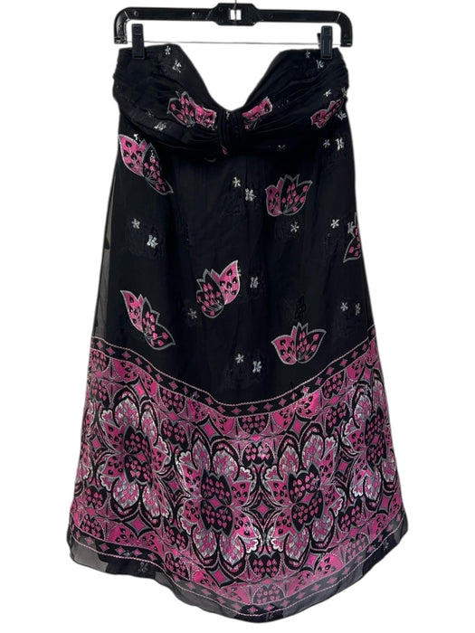 Shoshanna Size 10 Black & Pink Silk Metallic Thread Strapless Flowers Dress Black & Pink / 10
