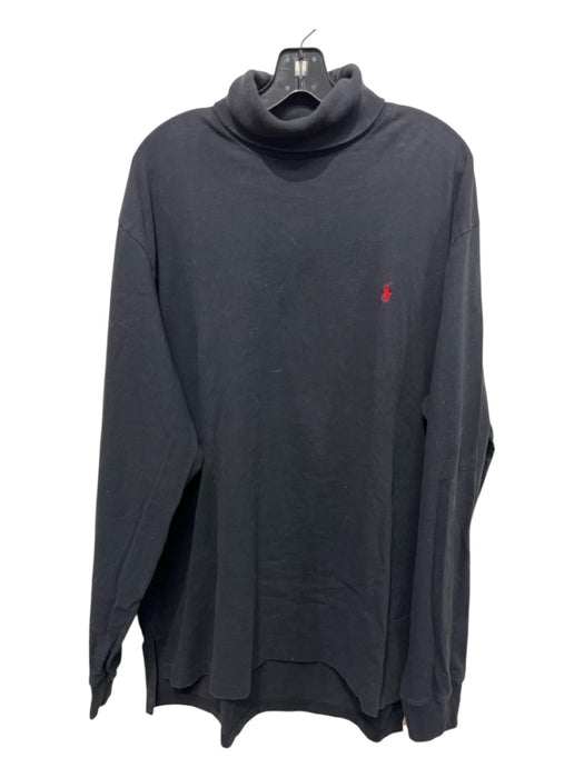Polo Size XXL Black Cotton Solid Turtleneck Men's Long Sleeve Shirt Black / XXL
