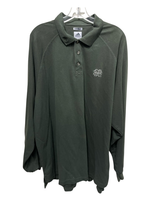 Adidas Size XXL Green Cotton Solid Polo Men's Long Sleeve Shirt Green / XXL