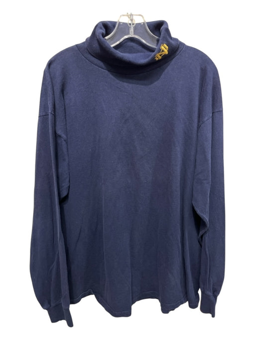 Hudson Valley Size XL Blue Cotton Blend Solid Turtleneck Men's Long Sleeve Shirt Blue / XL