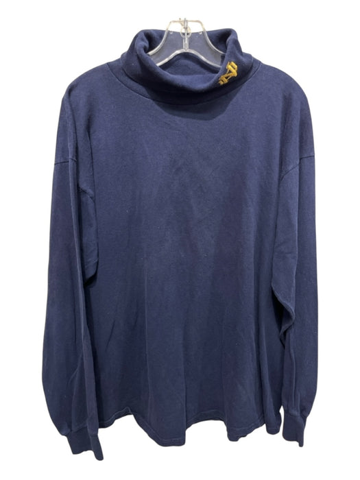 Hudson Valley Size XL Blue Cotton Blend Solid Turtleneck Men's Long Sleeve Shirt Blue / XL