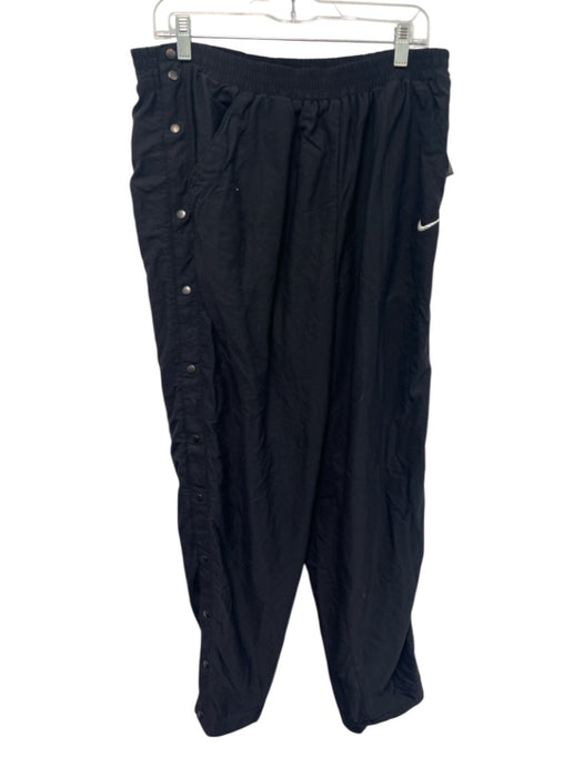 Nike Size XL Black Polyester Solid Snap Buttons Sweatpants Men's Pants Black / XL